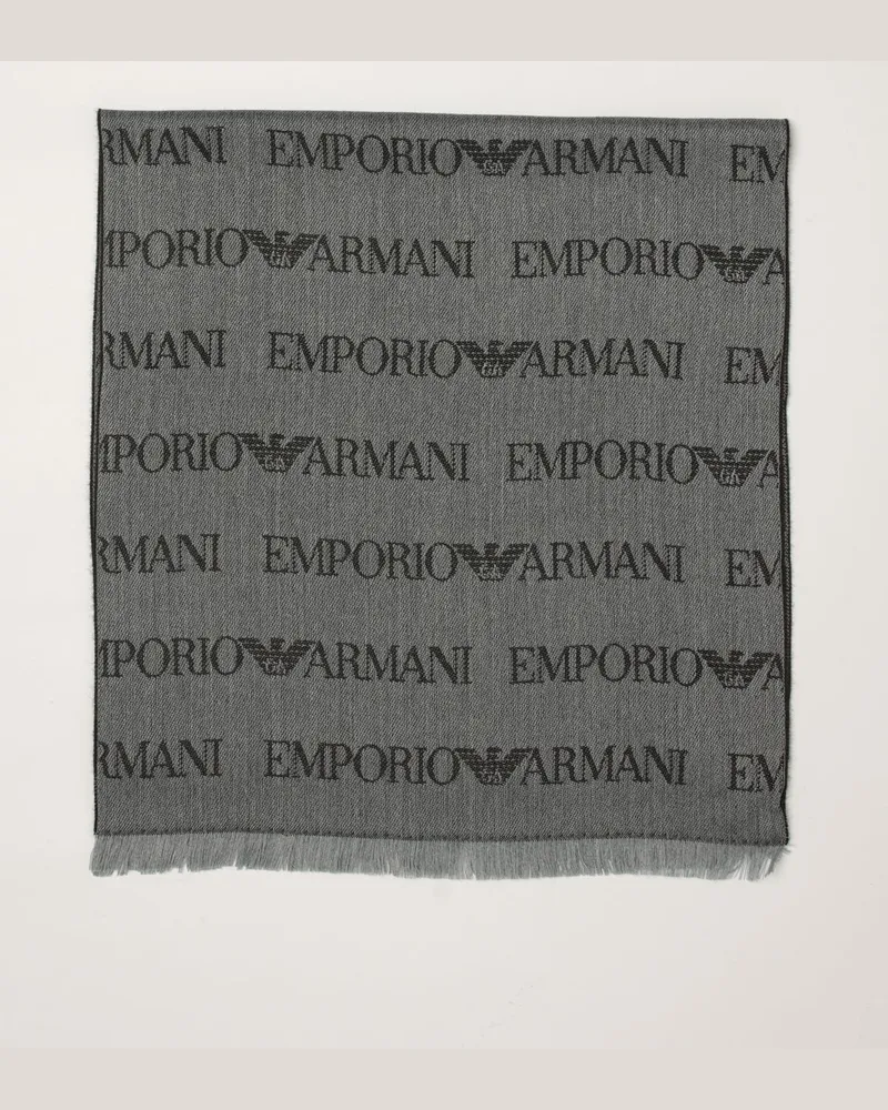 Emporio Armani Schal aus Schurwollmischung mit Jacquard-Logo-Muster Braun
