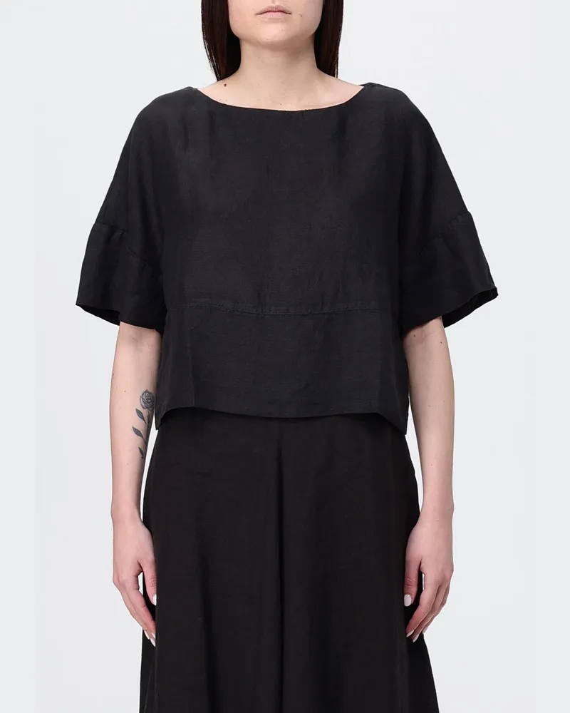 120% Lino Leinenbluse Schwarz