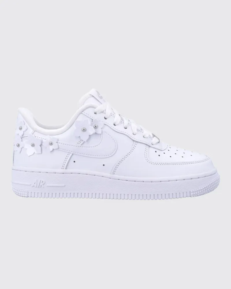 Nike Air Force 1 '07 Leder-Sneaker mit Blumenstickerei und Swoosh-Logo Weiß