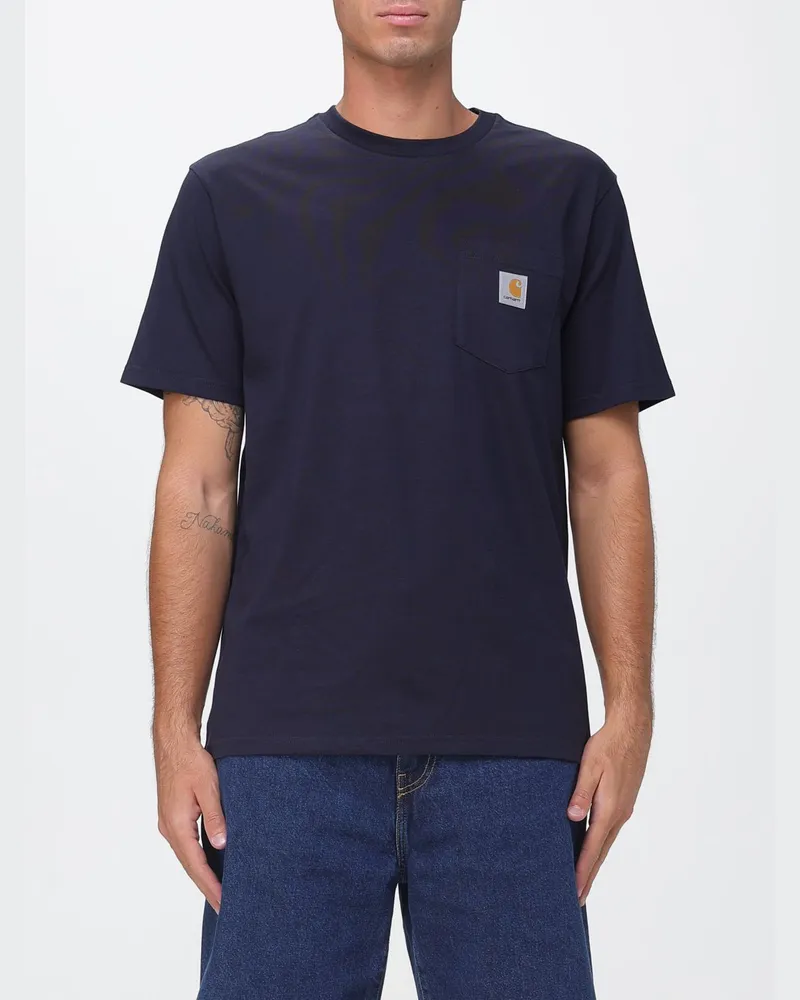 Carhartt WIP Baumwoll-T-Shirt mit Tasche und Kontrastlogo Navy