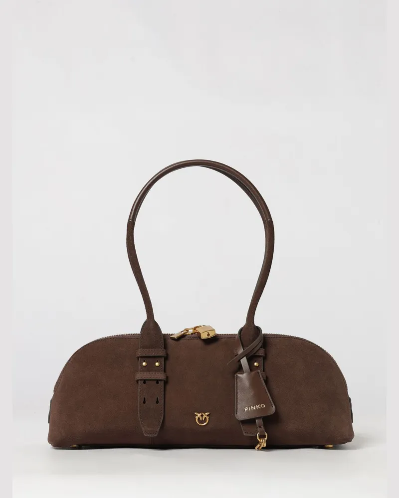 Pinko Escape Horizontal Schultertasche von aus Veloursleder mit Love-Birds-Logo Earth