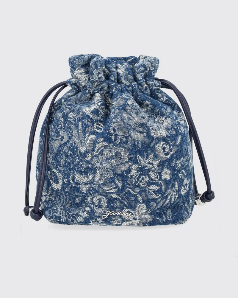 Ganni Mini-Beuteltasche aus Baumwolldenim von mit Blumen-Jacquard Denim