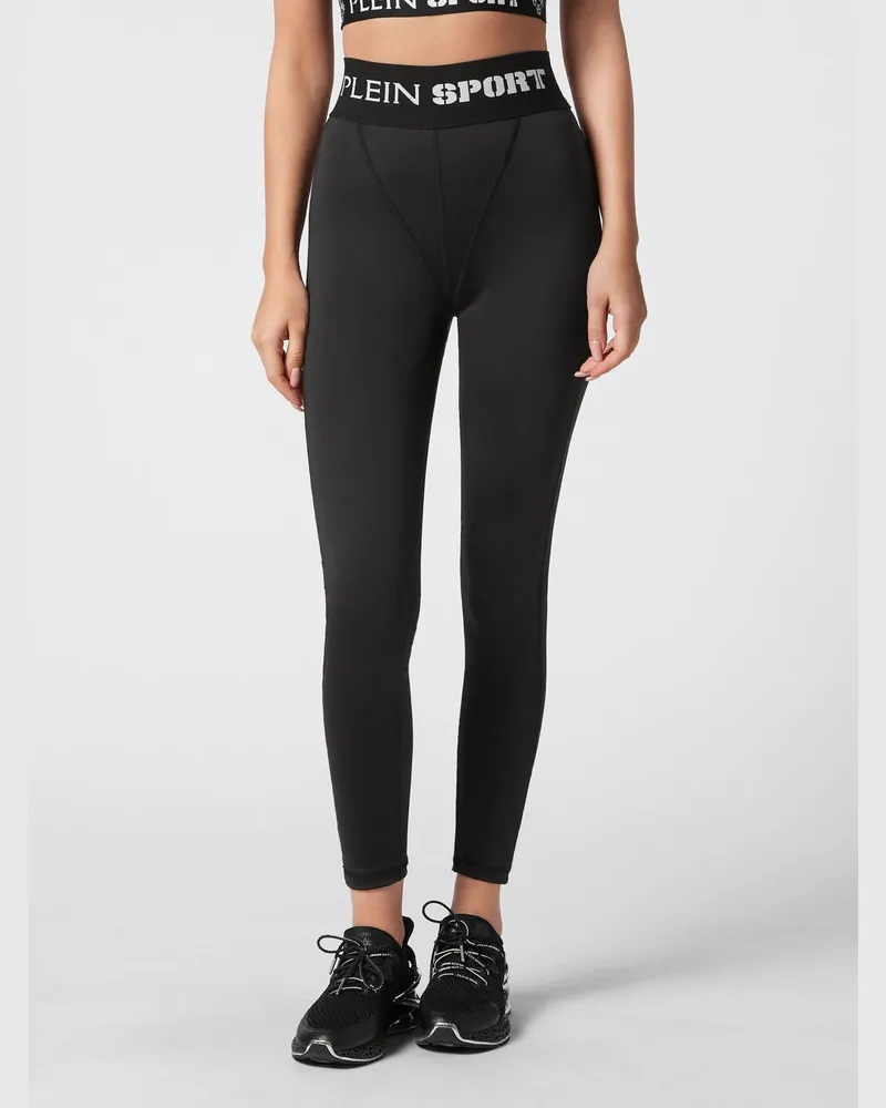 Philipp Plein Hoch taillierte Skinny-Leggings aus technischem Stretch-Gewebe Schwarz
