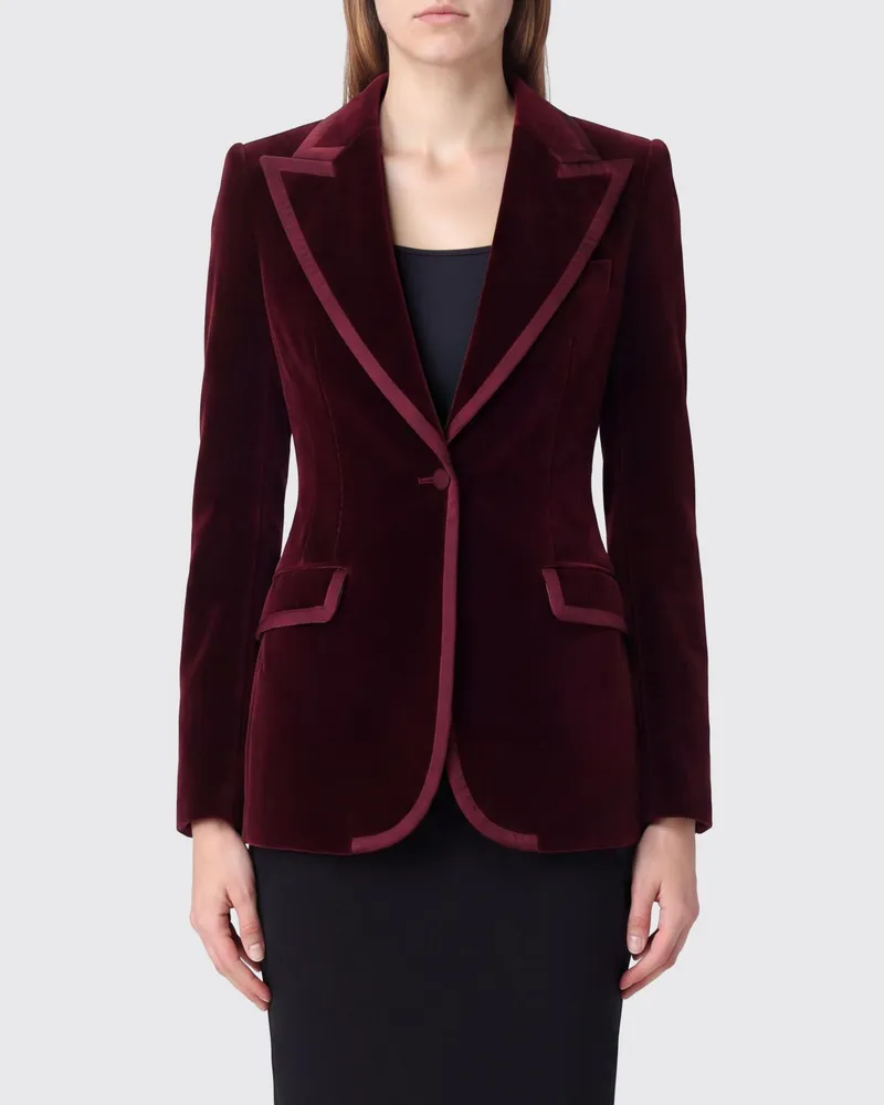 Dolce & Gabbana DOLCE  GABBANA Einreihiger Samtblazer Dolce & Gabbana aus Baumwolle und Seide mit fallendem Revers Rot