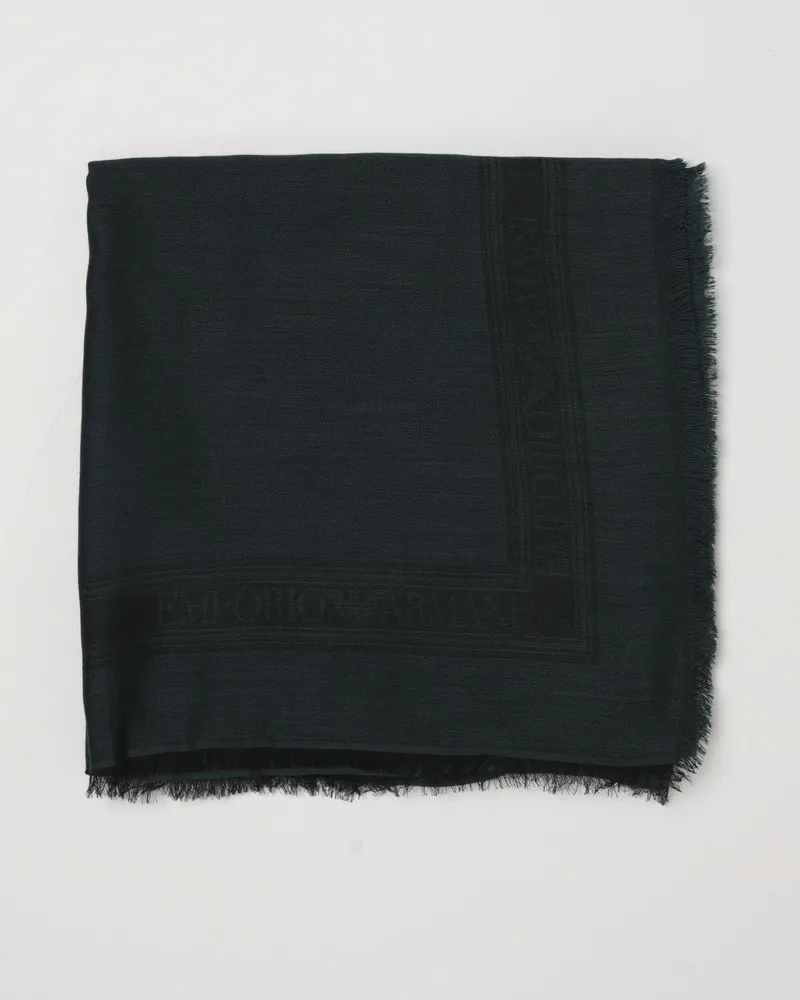 Emporio Armani Schal aus Modal-Viskose-Mischung mit Logomuster Grün