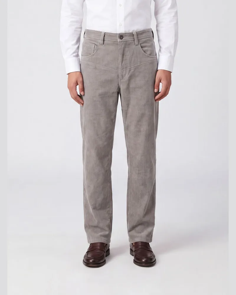 Ziggy Chen Weit geschnittene Five-Pocket-Jeans aus Baumwoll-Leinen-Denim Grün