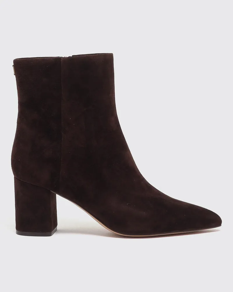 Twin-Set Wildleder-Stiefeletten mit Blockabsatz und seitlichem Reißverschluss Kaffee
