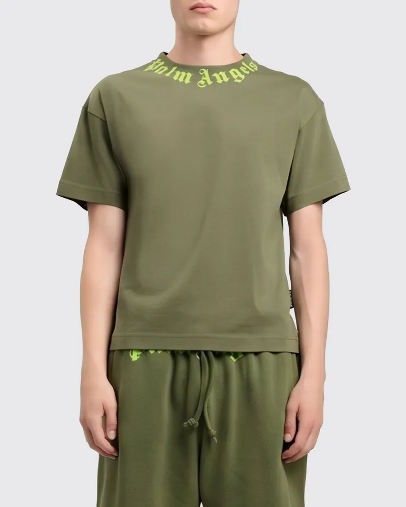 Palm Angels Baumwoll-T-Shirt mit Logo Grün