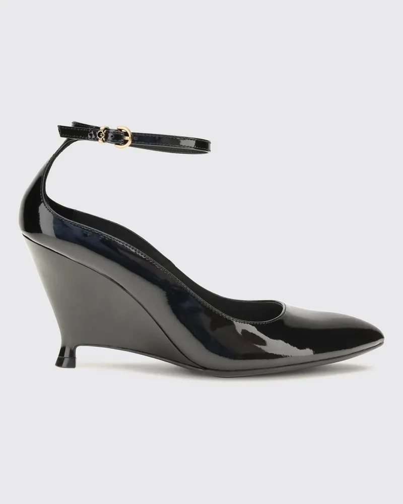 Pinko Gwen Keilpumps aus Lackleder mit Knöchelriemen Schwarz