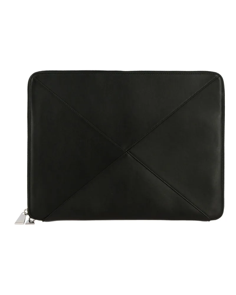Bottega Veneta Dokumentenhalter aus Leder mit Maxi-Gewebe Schwarz