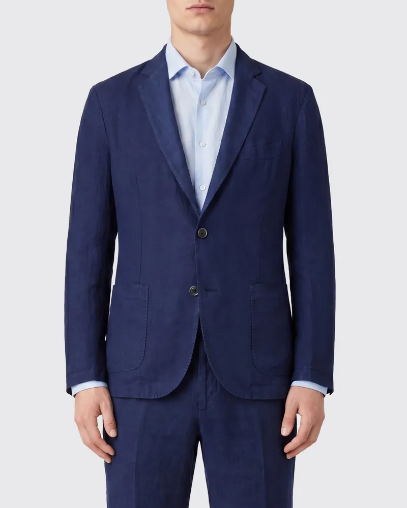 120% Lino Anzug herren Navy