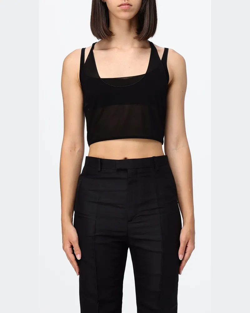 Gucci Cropped-Top in Slim-Fit aus technischem Stretchgewebe mit eckigem Ausschnitt Schwarz