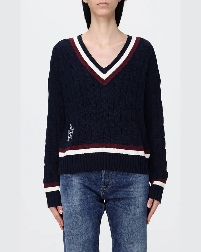 Ralph Lauren Baumwoll-V-Ausschnitt-Pullover Navy