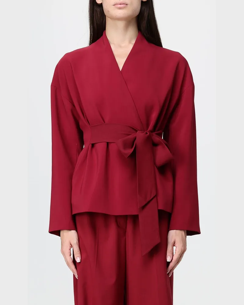 Alberta Ferretti Kurze Wickeljacke mit V-Ausschnitt aus Viskose Rot