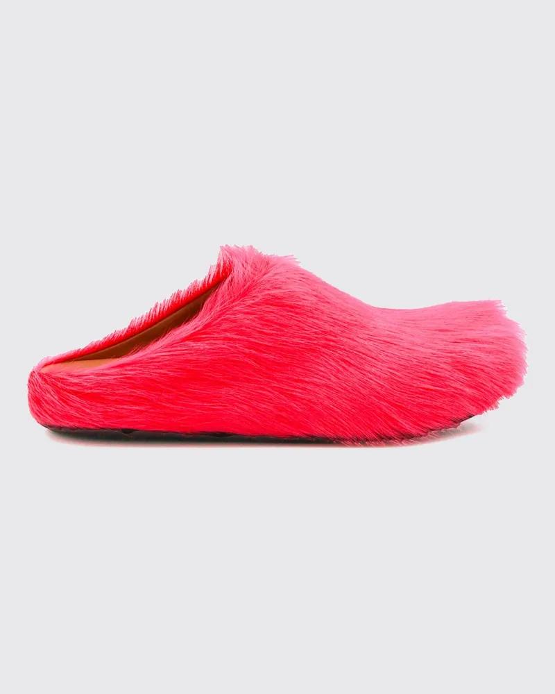 Marni Sabots aus Fell mit niedrigem Absatz und runder Kappe Pink