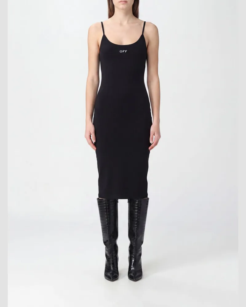 OFF-WHITE Slim-Fit Etuikleid aus Stretch-Jersey in Midilänge mit U-Ausschnitt Schwarz