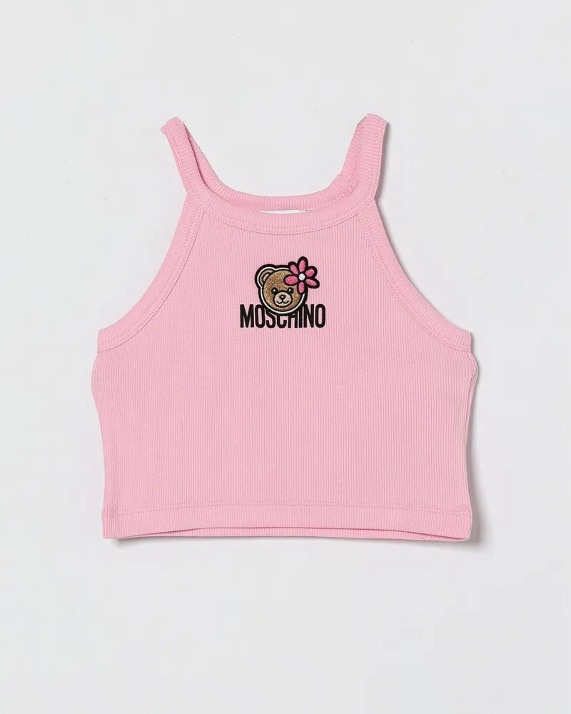 Moschino Teddy Baumwoll-Crop-Top Pink