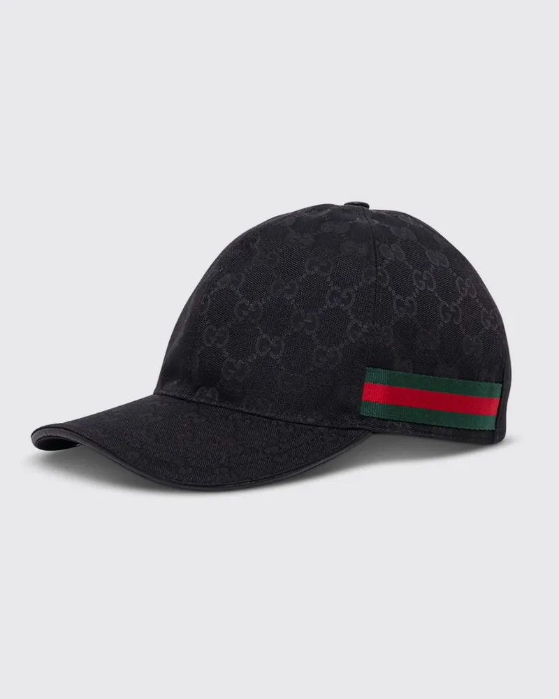 Gucci GG-Monogramm-Baseballkappe aus Stoff mit Streifenmuster Schwarz