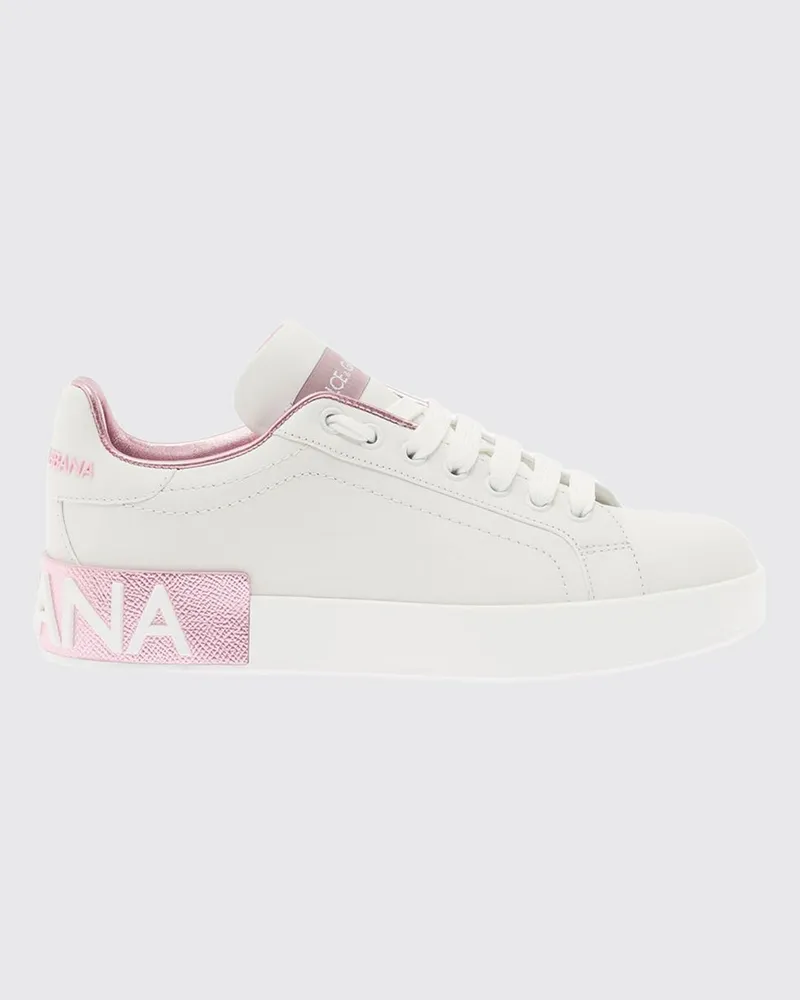Dolce & Gabbana DOLCE  GABBANA Dolce & Gabbana Portofino Sneaker aus Kalbsleder mit Logo und goldenen Details Weiß