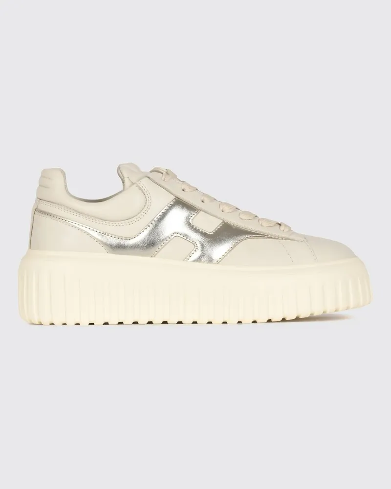 Hogan H-Stripes Plateau-Sneakers aus Leder mit laminierten Details Weiß