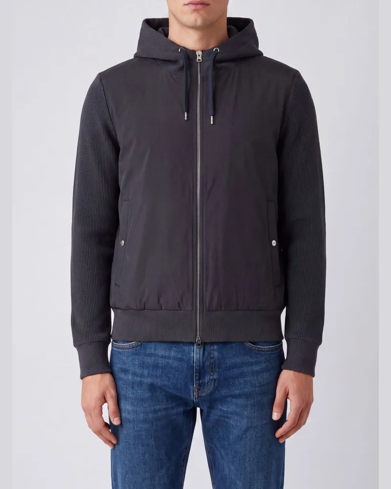 Herno Locker geschnittene Bomberjacke mit Kapuze aus Baumwolle und Nylon Blau