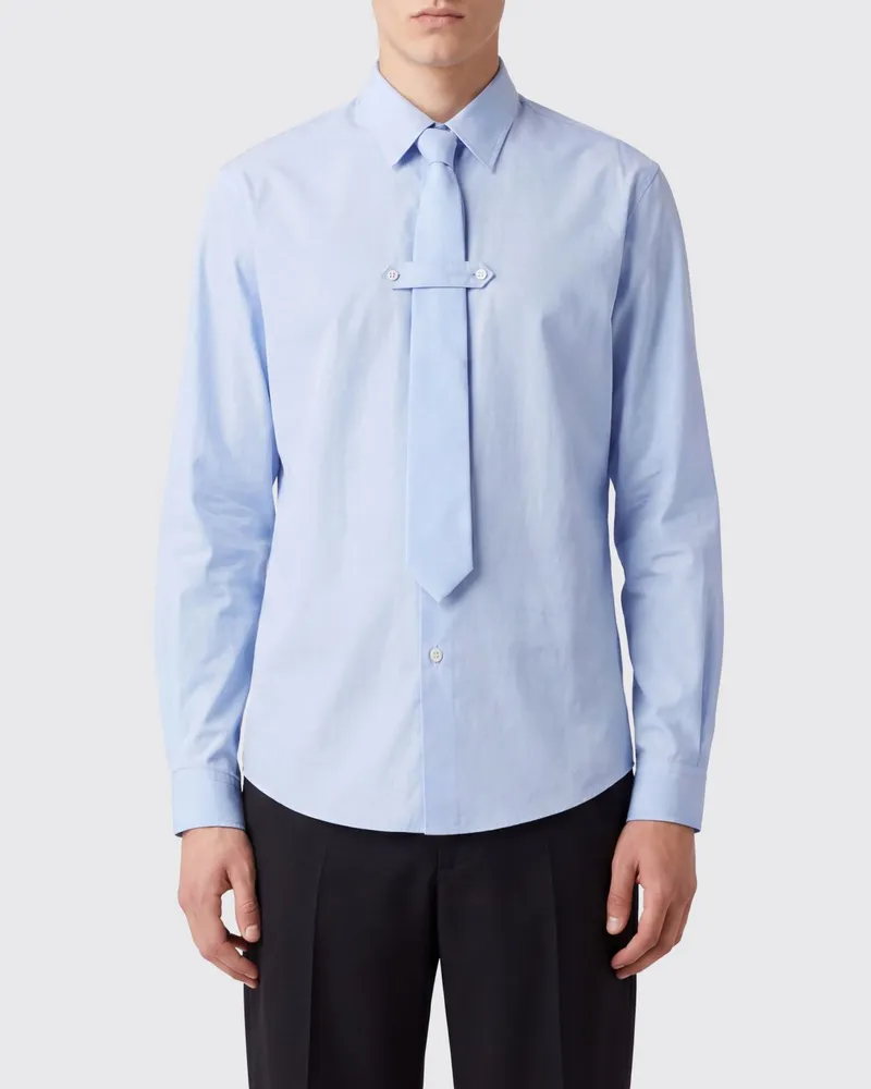 Dries van Noten Klassisches Hemd aus Baumwollpopeline mit französischem Kragen Blau