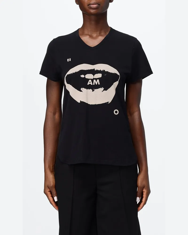 Fendi Kurzärmeliges Baumwoll-T-Shirt mit grafischem Logo-Print Schwarz