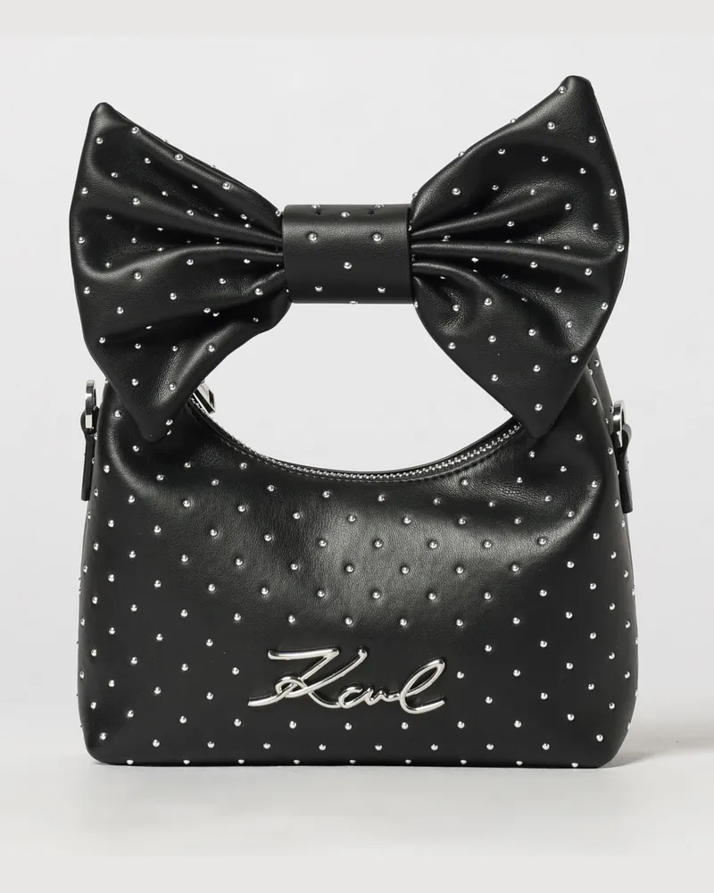 Karl Lagerfeld Mini-Handtasche aus Kunstleder mit Schleife und Schultergurt Schwarz