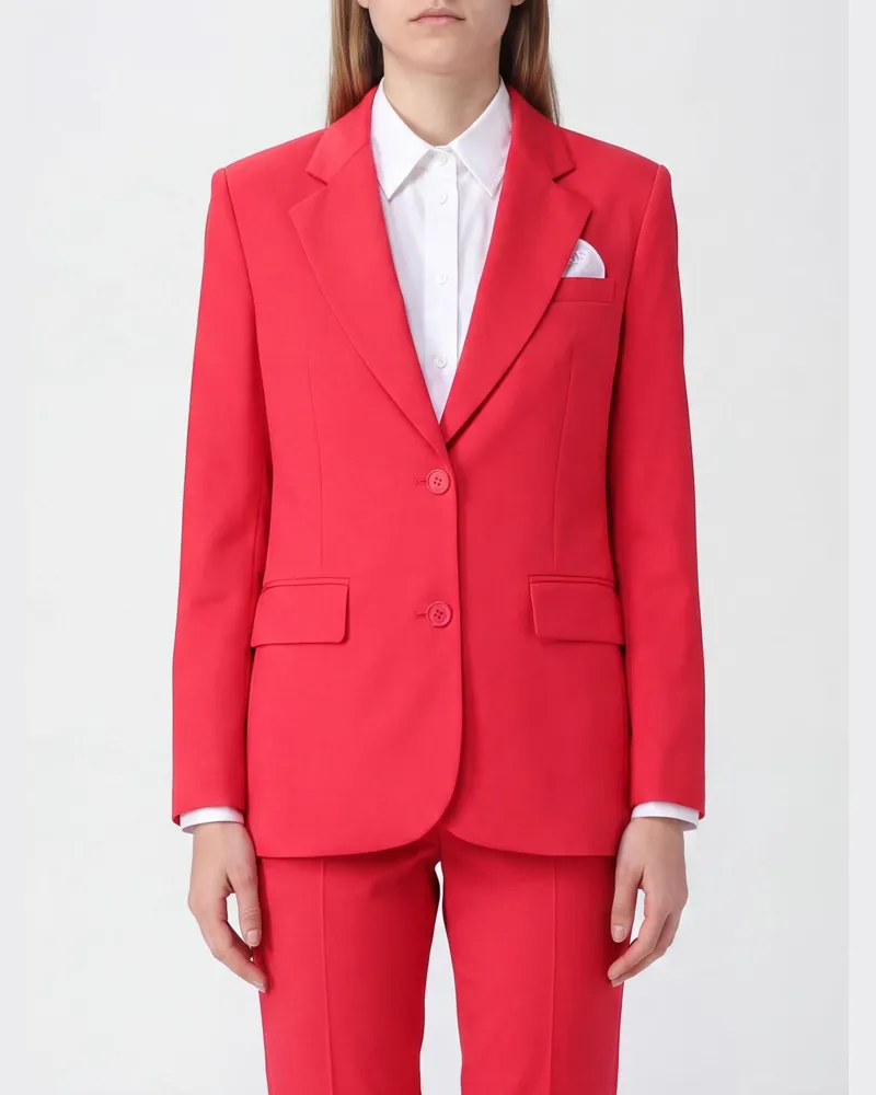 Elisabetta Franchi Einreihiger Cropped-Blazer aus Crêpe mit Reverskragen Rot