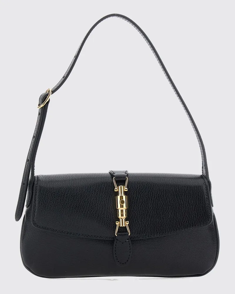 Gucci Jackie Mini-Schultertasche aus Leder mit abnehmbarem Riemen Schwarz