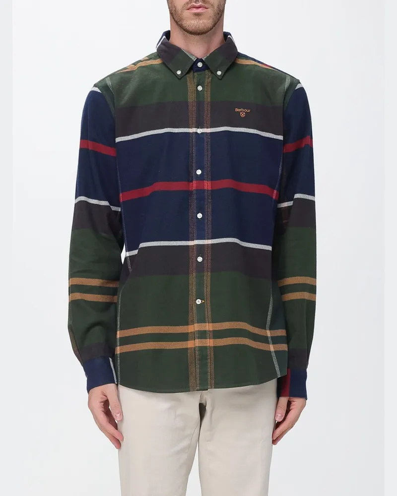 Barbour Langärmeliges kariertes Baumwollhemd mit Button-Down-Kragen Bunt