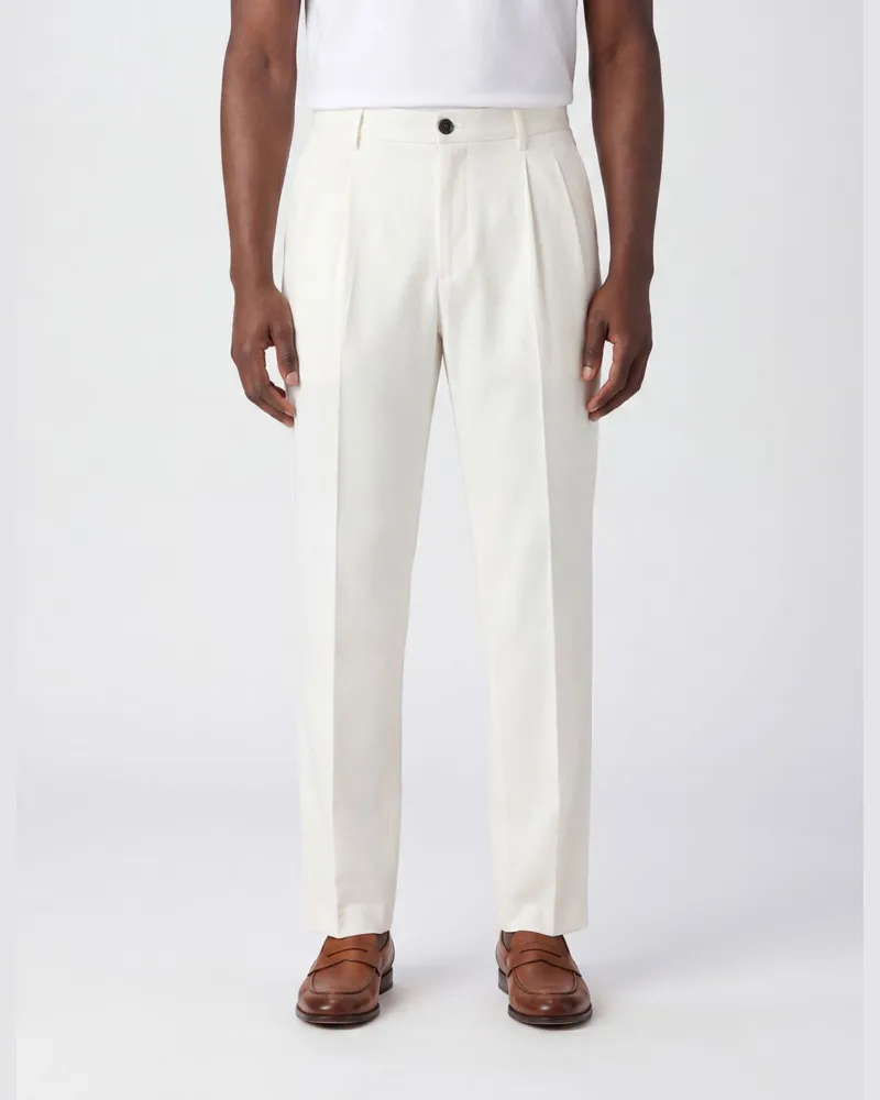 Incotex Chino-Hose aus Stretch-Baumwolle und Leinen Weiß