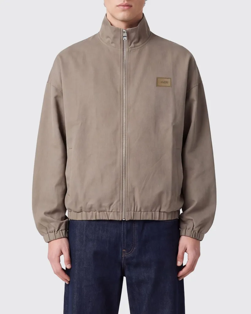 Amiri Bomberjacke aus Stretch-Polyester mit Stehkragen und Logo Sand