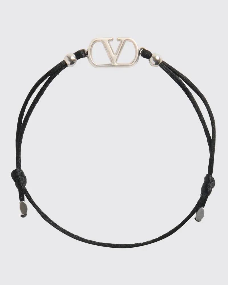 Valentino Garavani VLogo Signature Baumwollarmband mit Messingdetails Schwarz