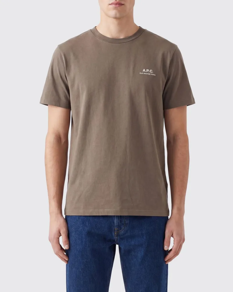 A.P.C. Baumwoll-T-Shirt mit Kontrast-Logo auf der Brust Weiß