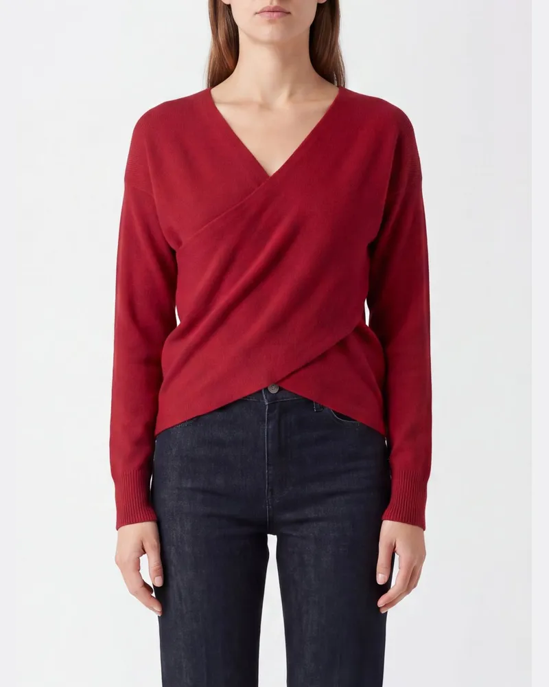 Federica Tosi V-Ausschnitt-Pullover aus Woll-Kaschmir-Mischung Rot