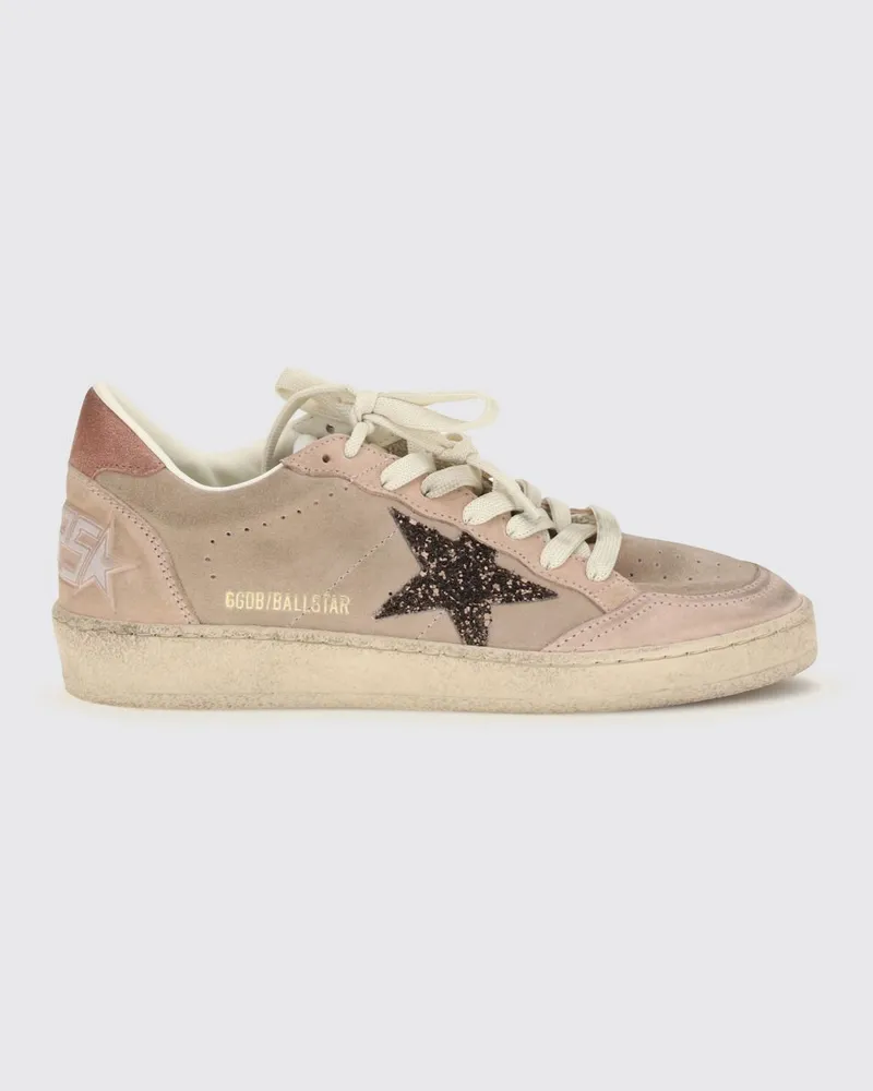 Golden Goose Ball Star Sneakers aus Veloursleder mit Glitzer-Logo Pink