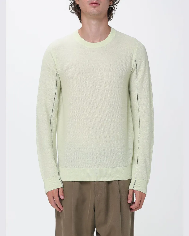 Paul Smith Pullover aus reiner Merinowolle mit Rundhalsausschnitt und Rippbündchen Grün