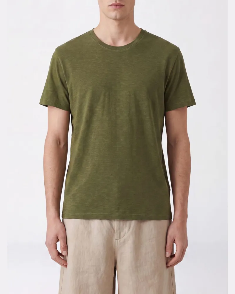 Closed Rundhals-T-Shirt aus Baumwolle mit geradem Saum und kurzen Ärmeln Grün