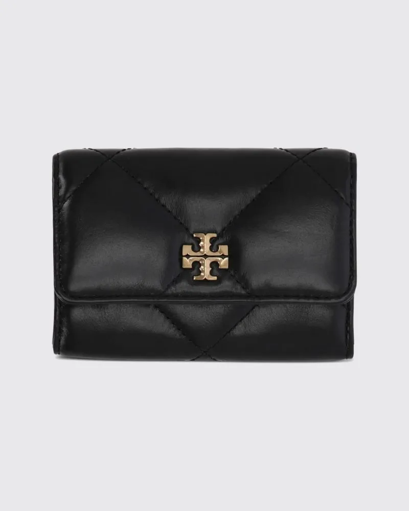 Tory Burch Kira Kartenetui aus gestepptem Leder mit Double T-Logo von Schwarz