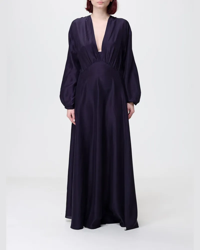 forte_forte Langes Seidenkleid Blau