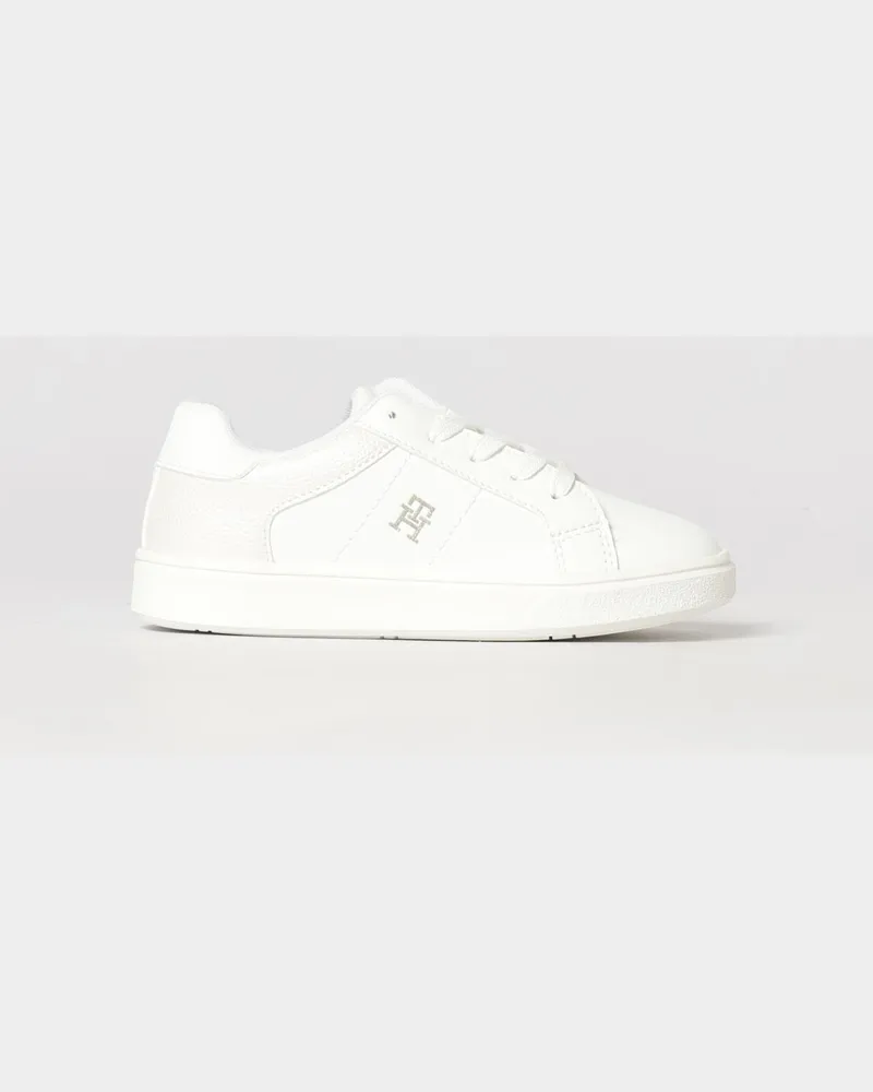 Tommy Hilfiger Low-Top Sneaker aus Leder und Kunstleder für Jungen mit Logo Weiß