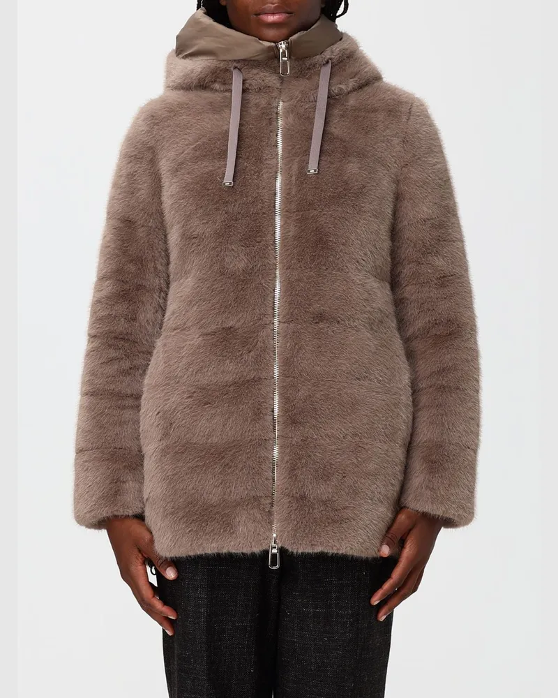 DUNO Andrada Pejo Gesteppte Kunstpelzjacke mit Kapuze Braun