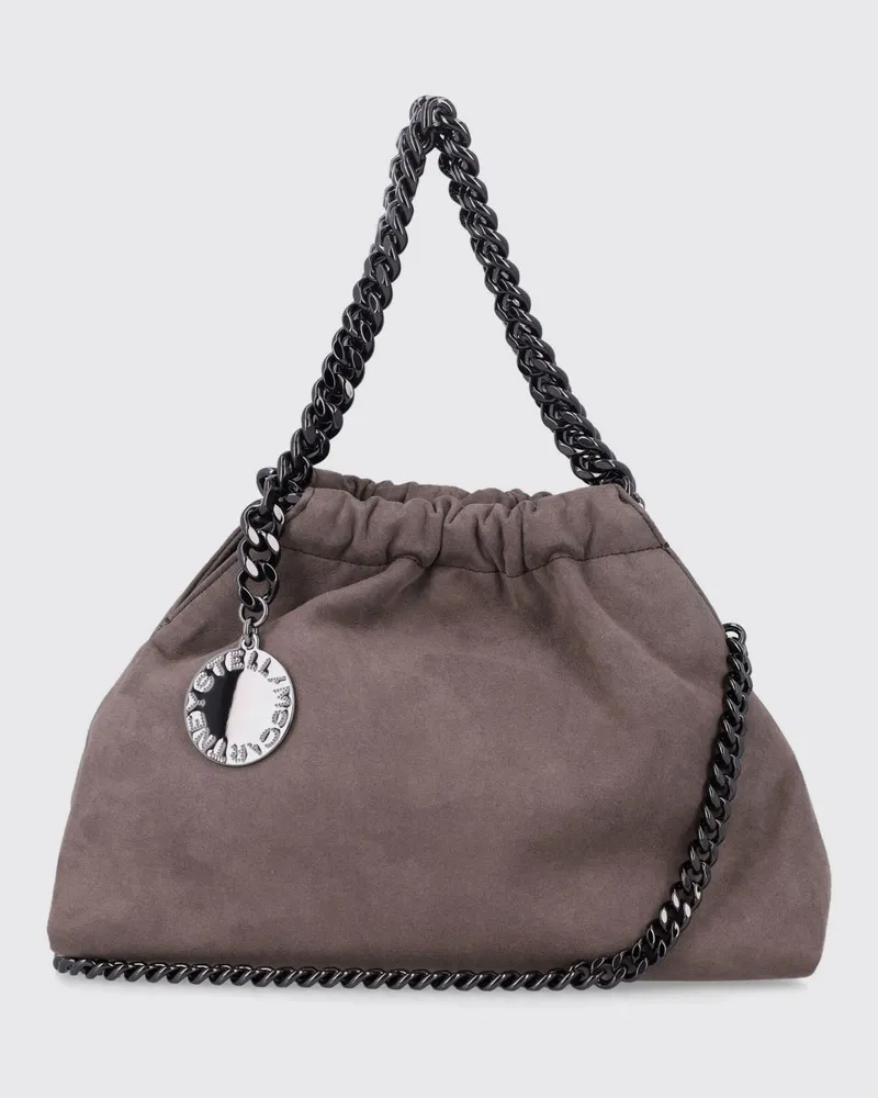 Stella McCartney Mini-Tasche aus Velours-Kunstleder mit Kettengriff und Charm Puder