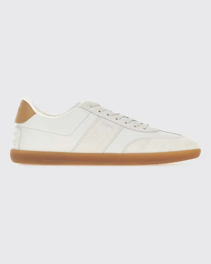 TOD'S Low-Top-Sneakers aus Glatt- und Velours-Kalbsleder Weiß