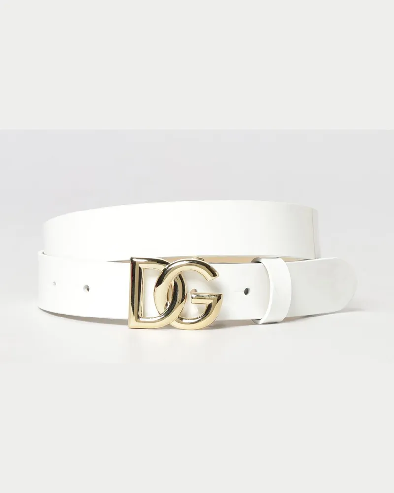 Dolce & Gabbana DOLCE  GABBANA Dolce & Gabbana Gürtel für Jungen aus Lackleder mit DG-Monogramm-Schnalle Weiß