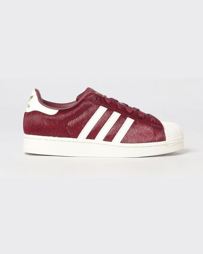 adidas Superstar II Sneakers aus Leder mit Ponyfell-Details Burgunderrot