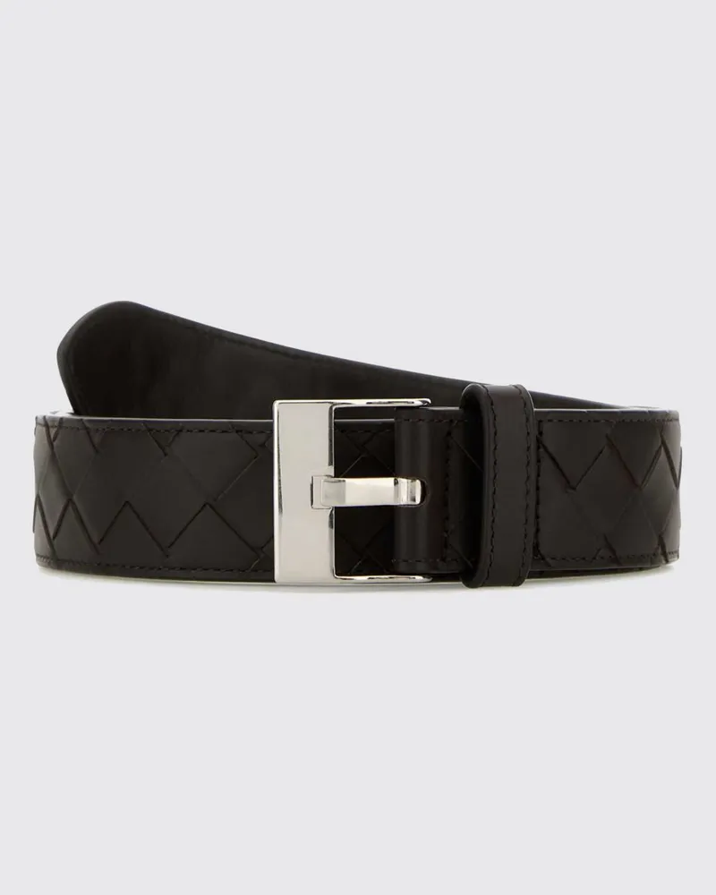 Bottega Veneta Ledergürtel von im Intrecciato-Design mit Logo-Schnalle Silber
