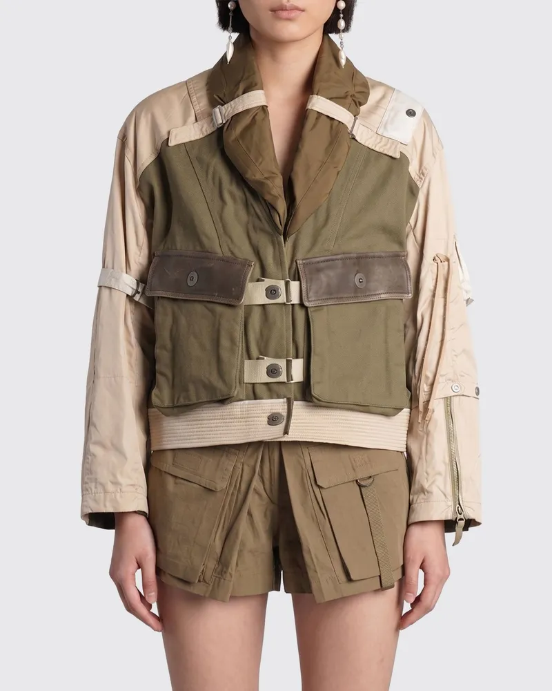 Isabel Marant Julissa Zweifarbige Gabardine- und Stretch-Popeline-Jacke Grün
