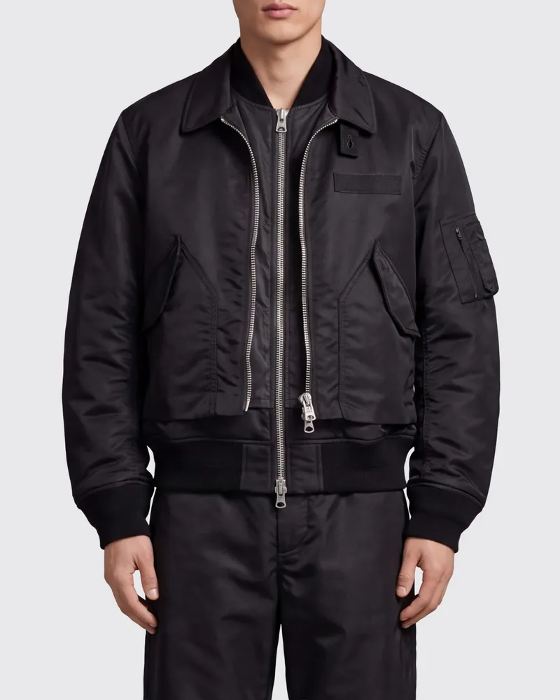 Sacai Winddichte Bomberjacke aus Nylon und Baumwolle mit klassischem Kragen Schwarz